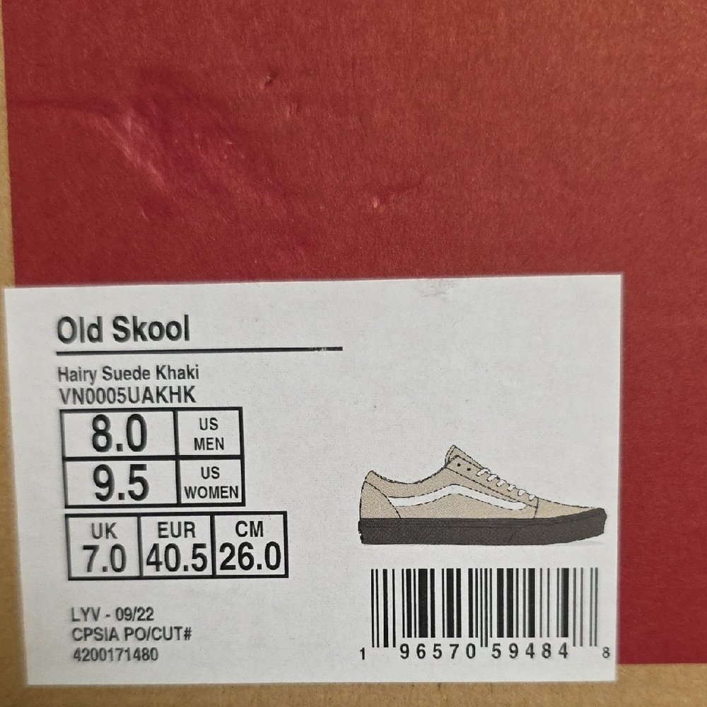 Vans Old Skool Hairy Suede Khaki – Men’s 8 / Women’s 9.5 – New in Box - Picture 2 of 6